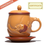 Yixing Purple Yellow Clay Fish & Dragon Tea Cup