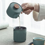 Japanese Cyan Stone Glazed Tea Set
